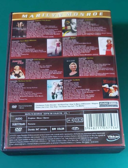 Colectia Marilyn Monroe 8 DVD subtitrate romana