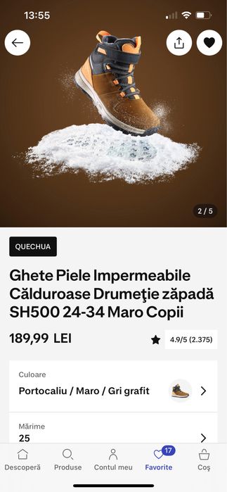 Ghete piele waterproof copii, nr 25, stare ff buna (noi sunt 190 Lei)