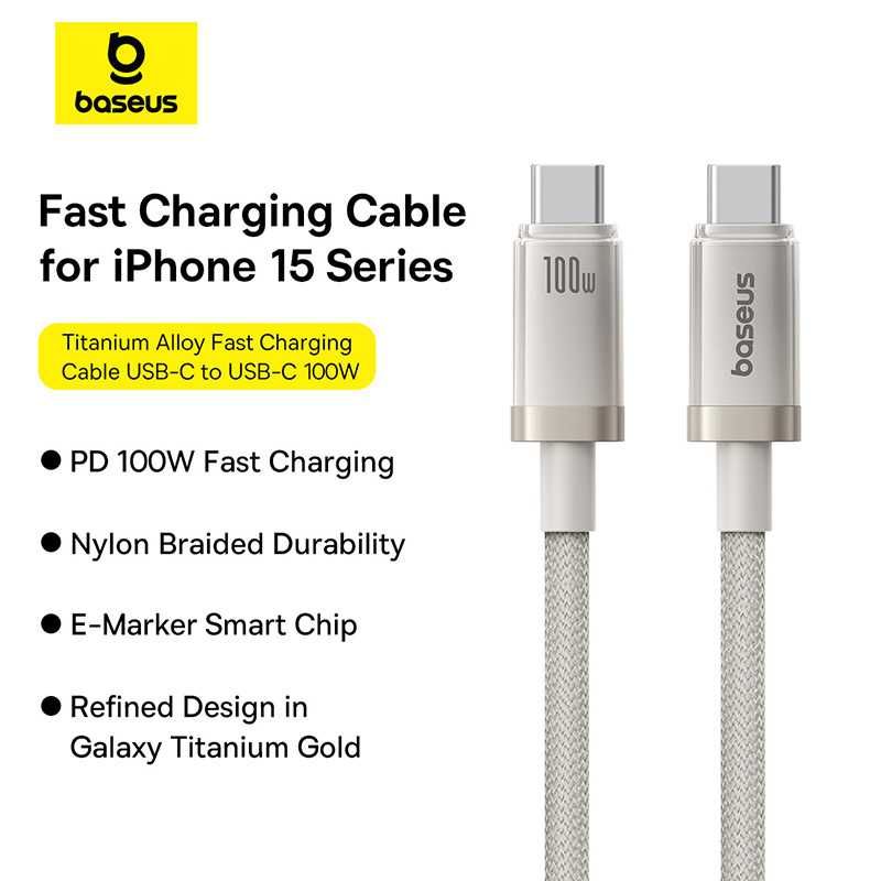 Кабель Baseus Titanium Alloy Type-C 100W быстрая зарядка 1 метр