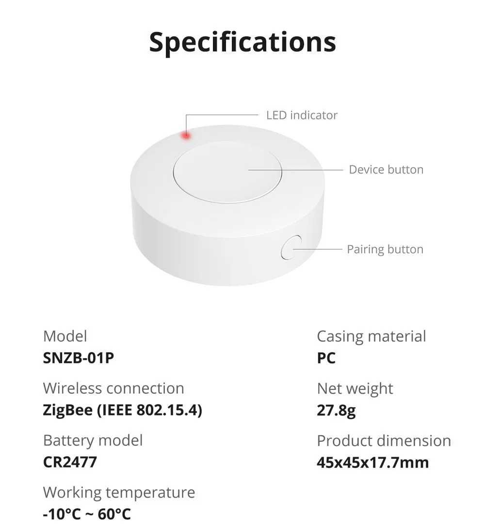 SONOFF SNZB-01 P – Zigbee ключ | бутон