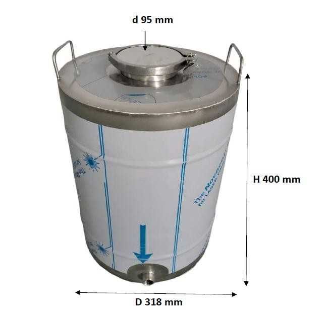 Butoi inox alimentar pentru vin cu capac clamp si robinet 30 litri