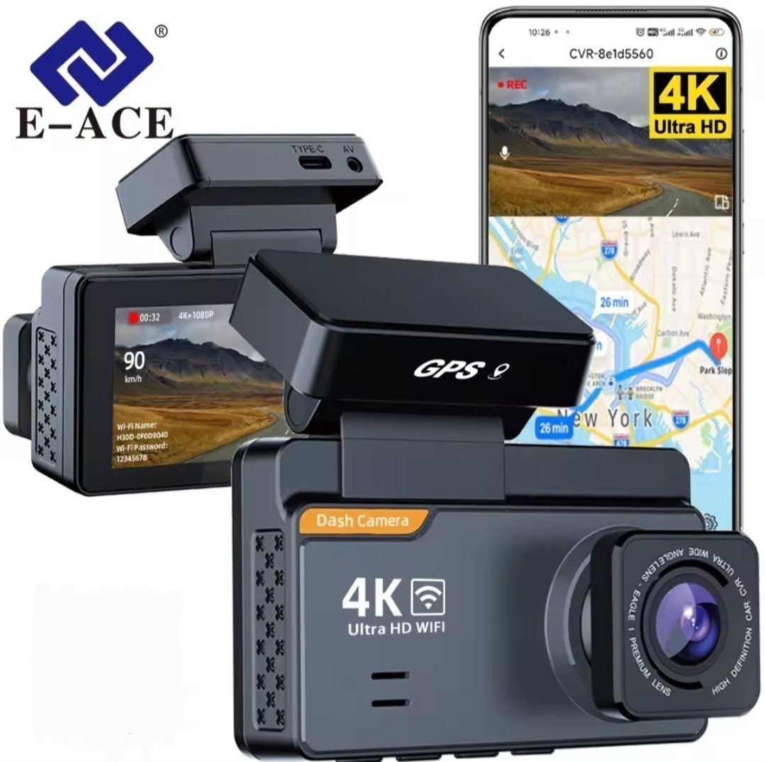 Cameră de bord 4K 3 inch GPS WIFI 170 grade Monitoring 24
