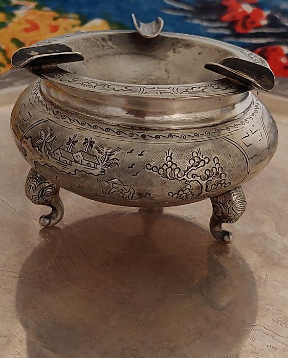 Пепельница ссср Серебро 800 пробы Вес 115 грамм По Цене за 1 грамм