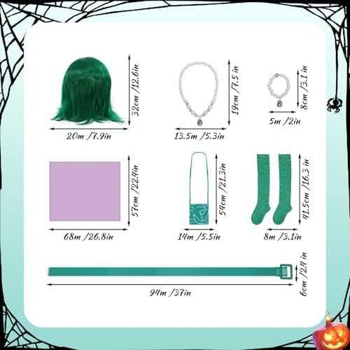 Нов Детски карнавален костюм Disgust Inside Out рокля с перука 9 части