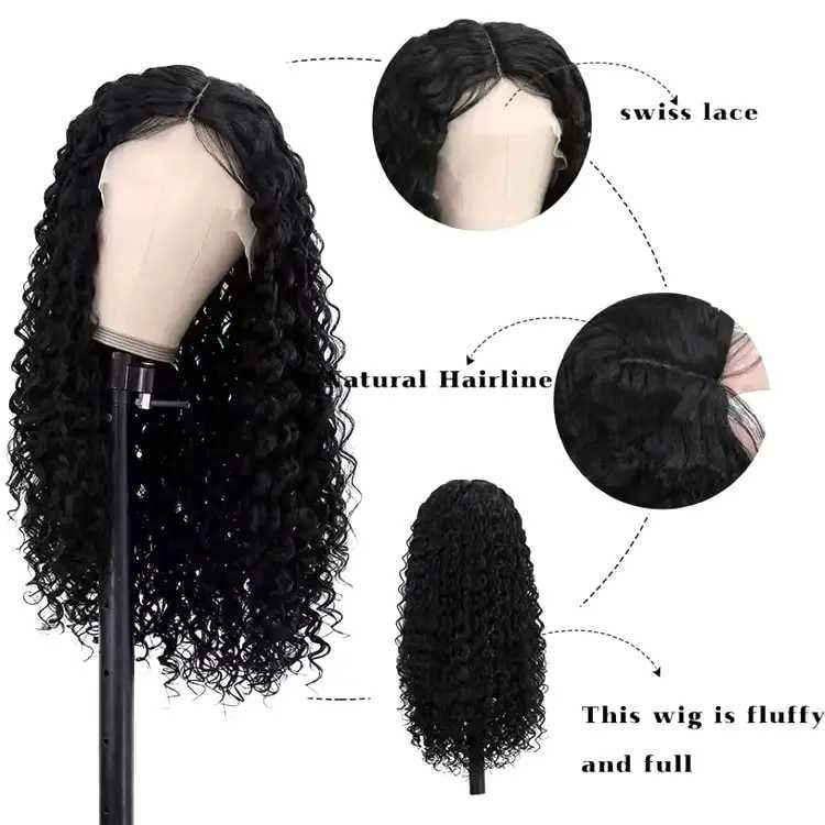 Дантелена черна къдрава перука лейс фронт 13*4*1 Lace Front Wig