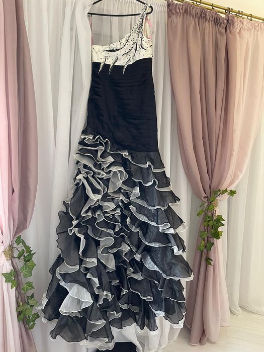 Rochie seara / ocazie S/M negru cu alb