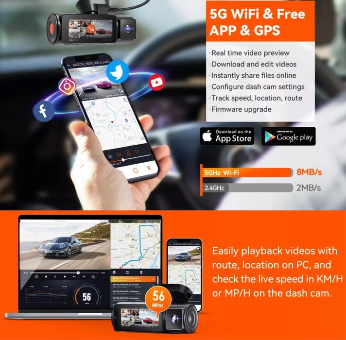 Vantrue N5 Camera auto 4 canale UBER Bolt wifi GPS, Night vision