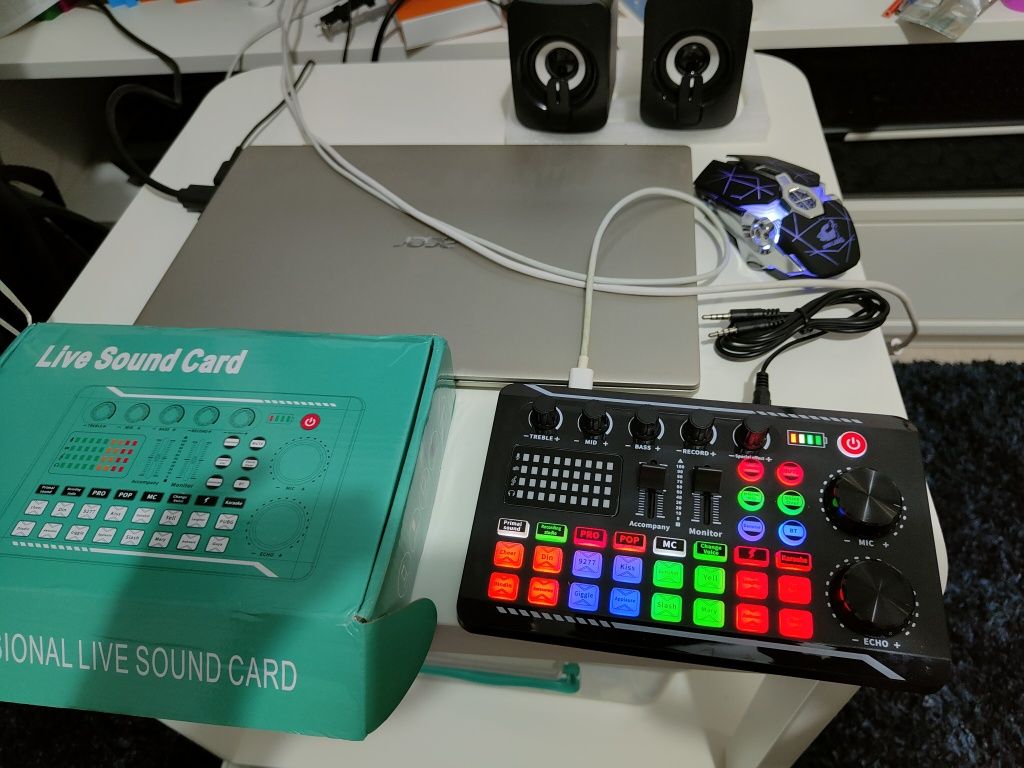 Consola Audio DJ , Mixer Audio cu efecte și live bluetooth 5.0 și LED