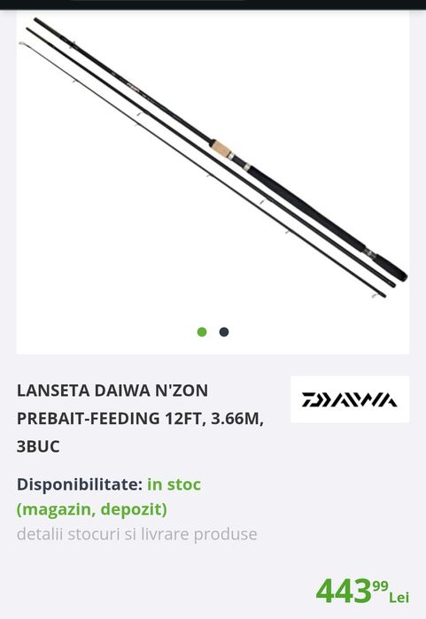 Lanseta Daiwa N'Zon Prebait-Feeding 12FT, 3.66m, 3buc