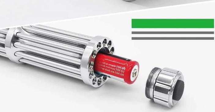 Мощен Фокусиращ Лазер Акумулаторен Военен Лазер 100mW 18650 2х16340