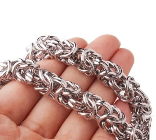 Цепь мужская серебристая из нержавеющей стали