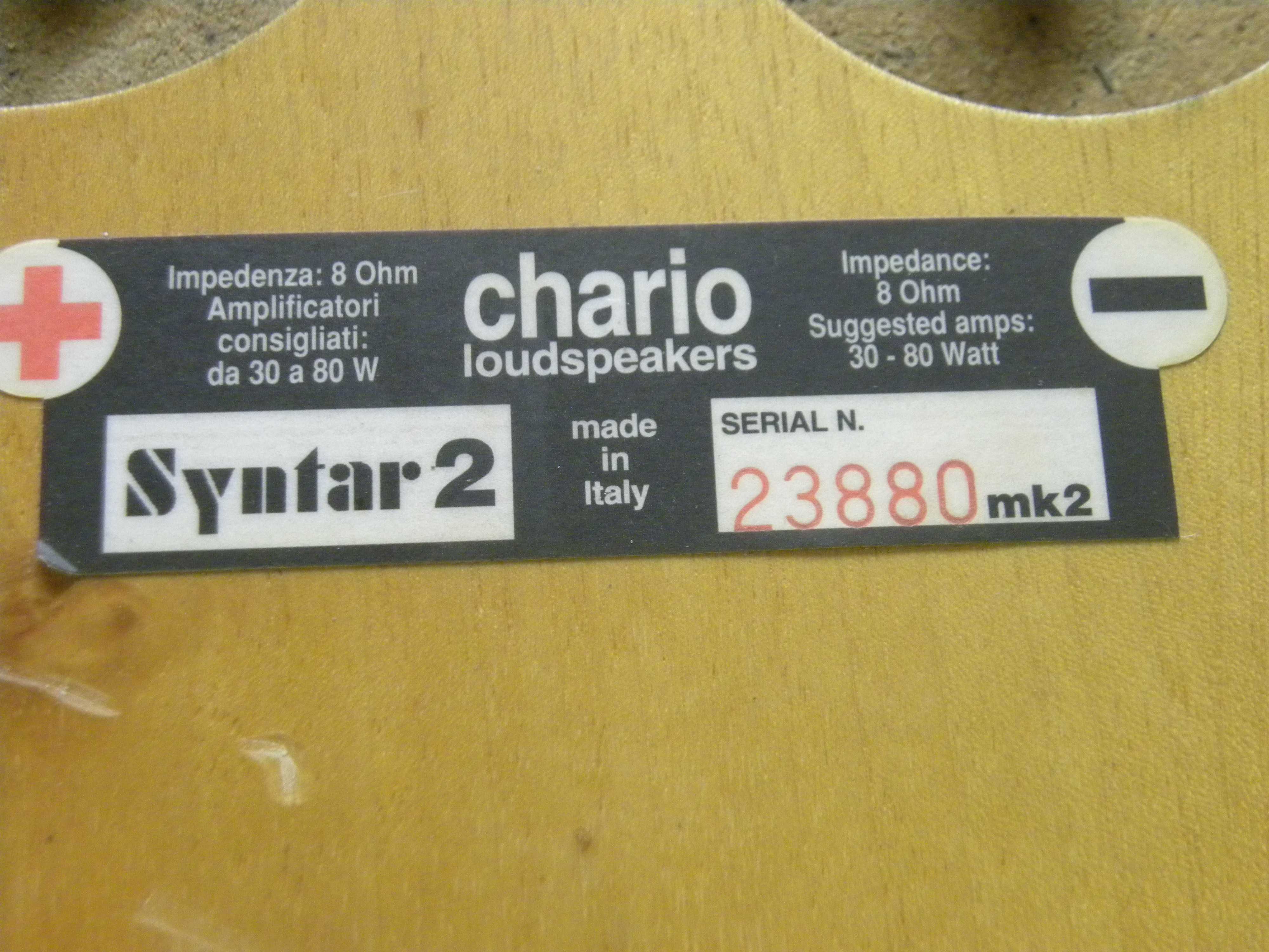 High End Italian speakers CHARIO Syntar 2