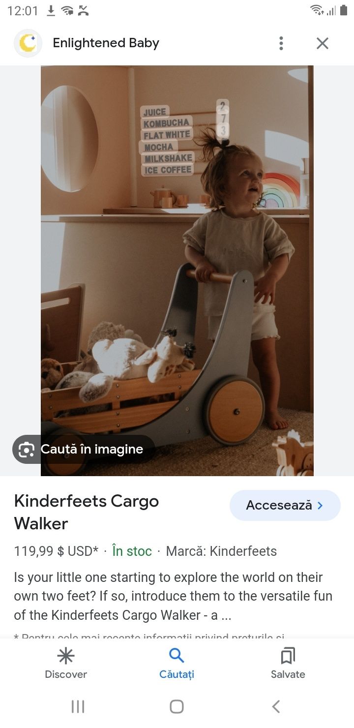 Masina Kinderfeets din lemn Cargo Walker