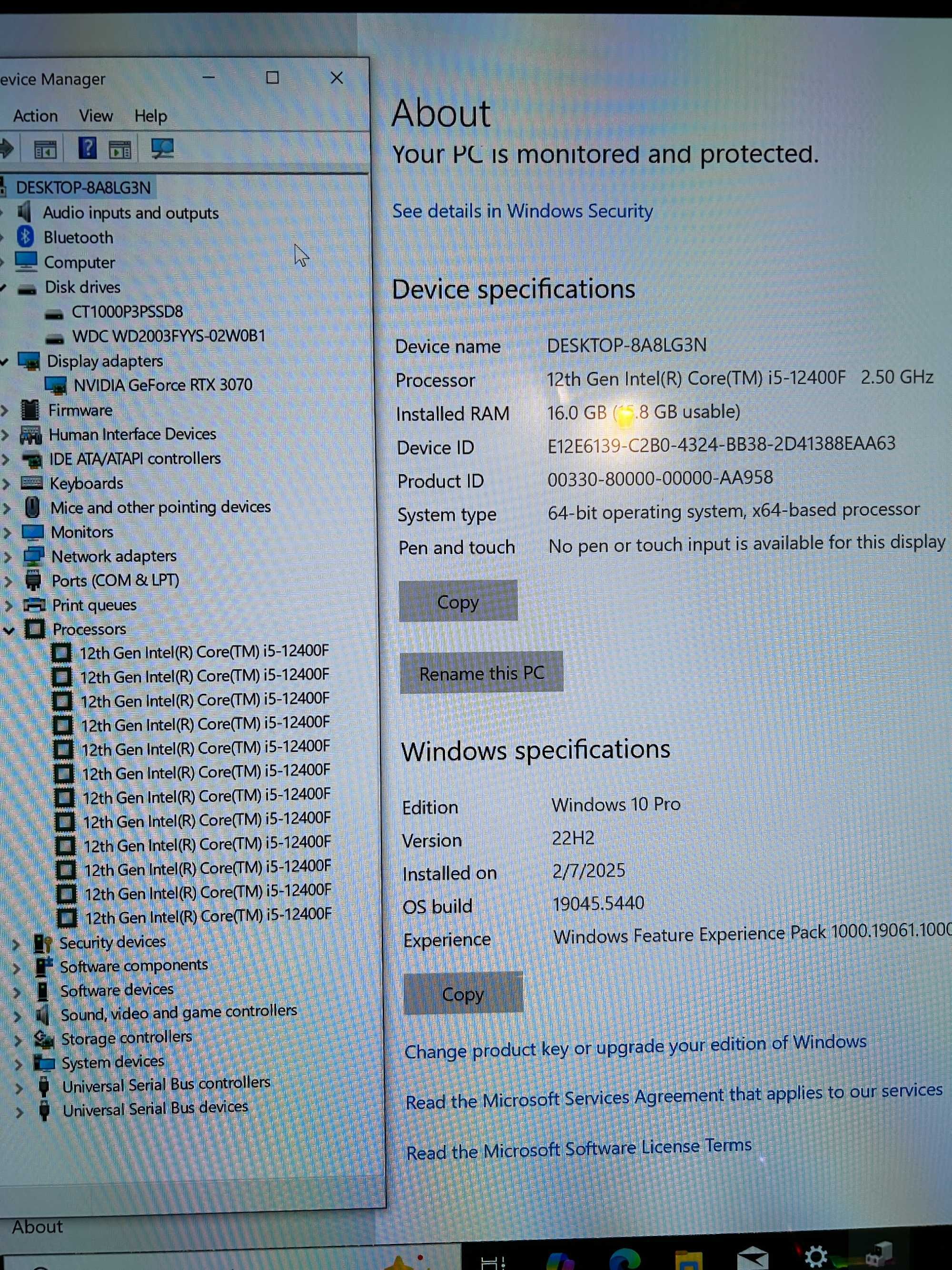 Геймърски i5 12400/RTX 3070/16gb рам/Nvme+hdd 3tb/Fractal Desing