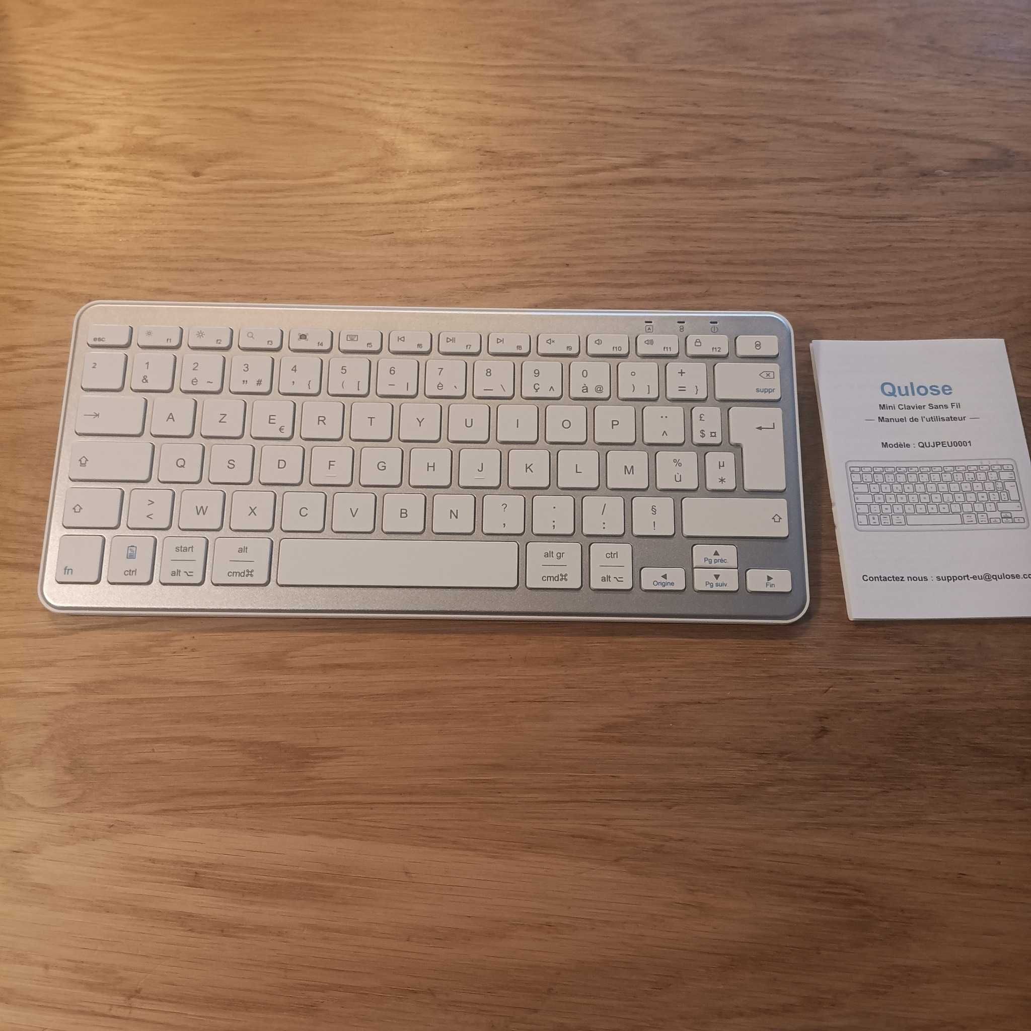 НОВА! Безжична Bluetooth клавиатура, тиха, AZERTY, мултимедийни бутони