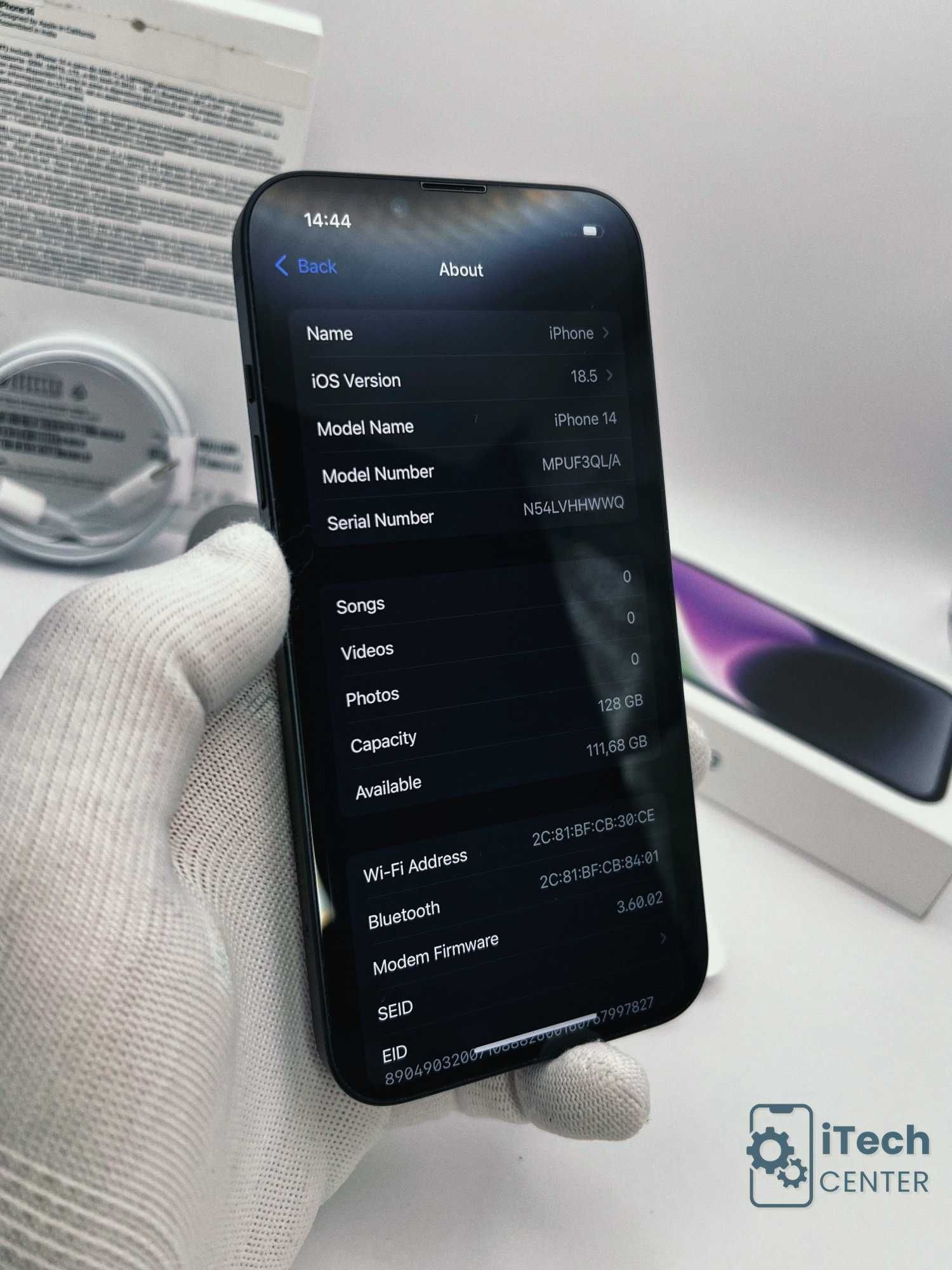iPhone 14, 128GB, Starlight, 100% батерия, КАТО НОВ, 1г. ГАРАНЦИЯ!