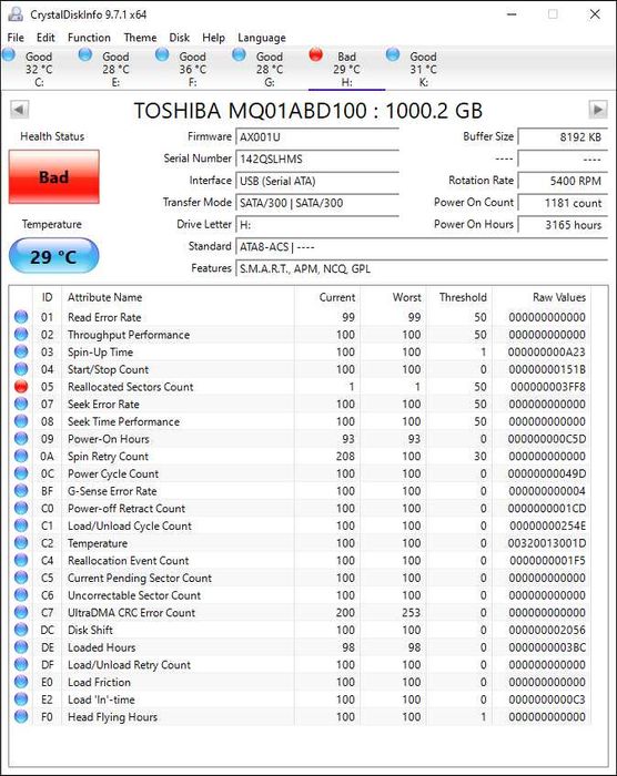 HDD extern 1 TB Toshiba