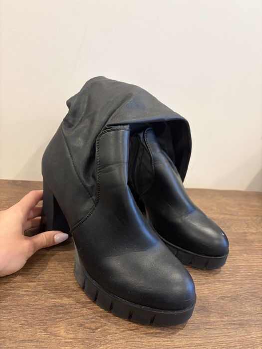 Лот черни кожени боти, ботуши и чизми 38 номер на ток