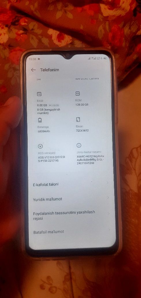 Telefon Infinix Hot 30 i . 12 oy kafolat yangi 4 oy ishlatilgan