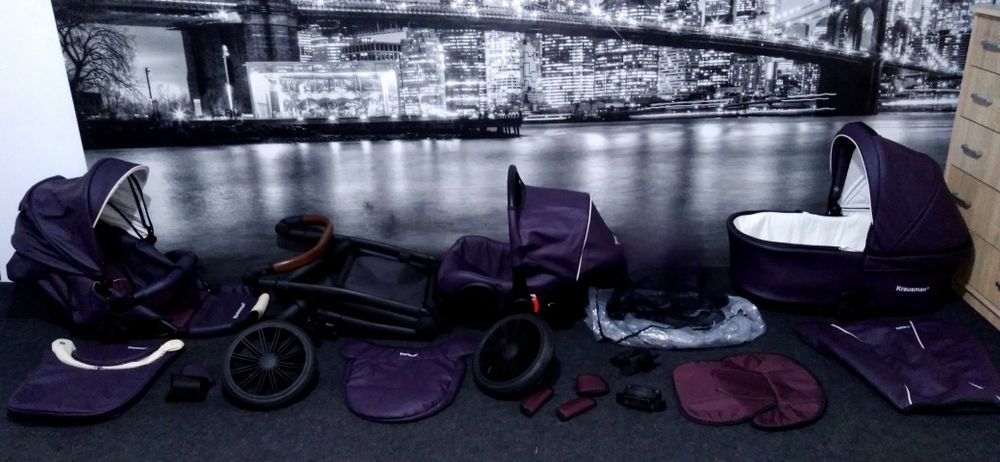 Cărucior/căruț copii 3 în 1 sport+landou+scaun auto.Krausmsn