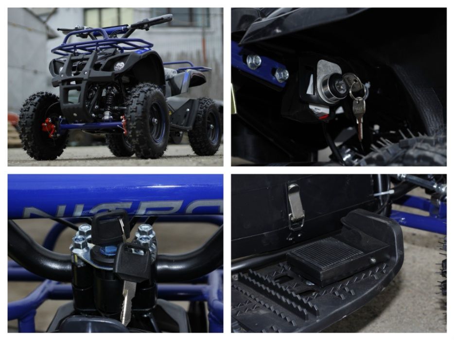 Mini ATV electric NITRO Torino Deluxe Quad 800W 36V #Albastru