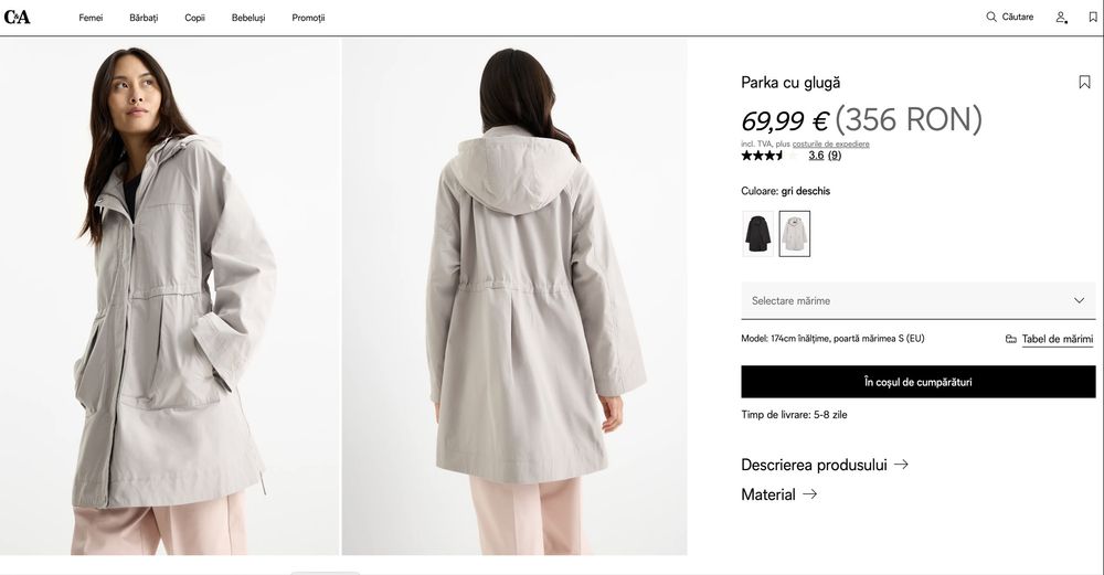 haină tranziție primăvară/vară C&A XL/XXL