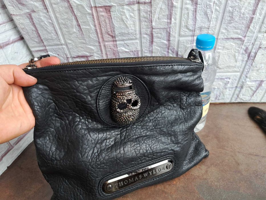 дамска чанта,малка черна чантичка,клъч,протмоне-естествена кожа