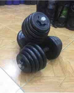 Дъмбели 2 х 20 кг + прав лост 150 см