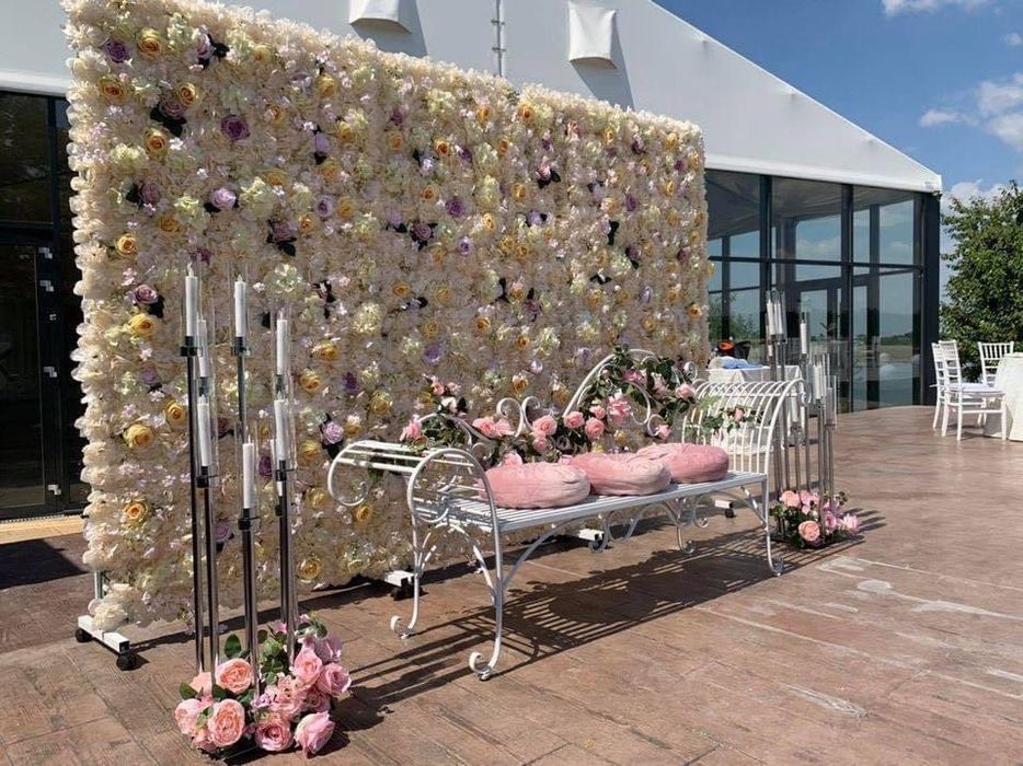 Panou floral bancuta decor floral nunta inima fotoliu panou catifea