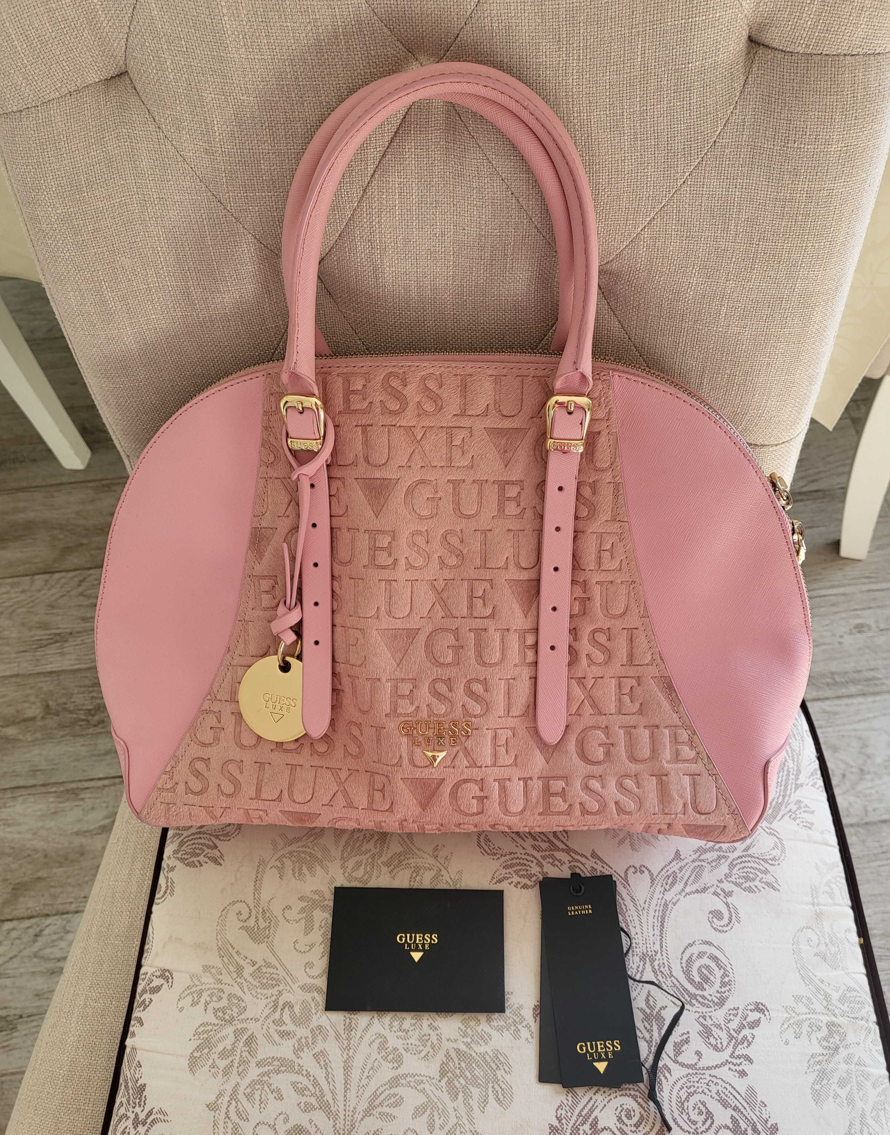 Розова чанта Guess Lux