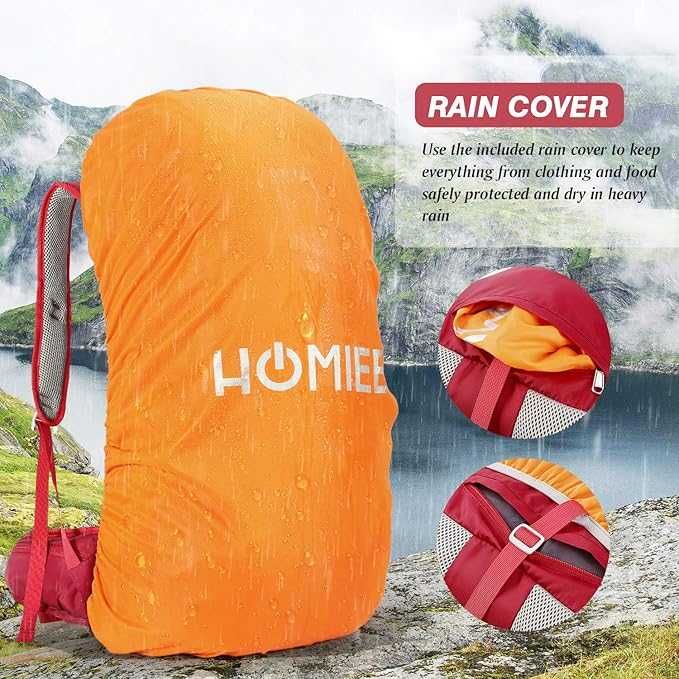 Туристическа раница HOMIEE 50L с дъждобран, многофункционална