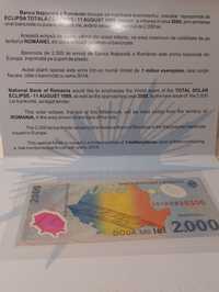 Bancnote 2000 lei ECLIPSA TOTALA DE SOARE, Ser.001A consecutive