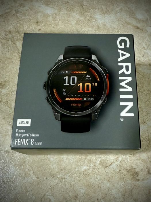 Смарт-часы Garmin Fenix 8 47 мм черно-оранжевый-черный AMOLED