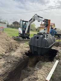 Montaj fose septice ecologice/ Sistem de drenaj/ Tuburi beton fose