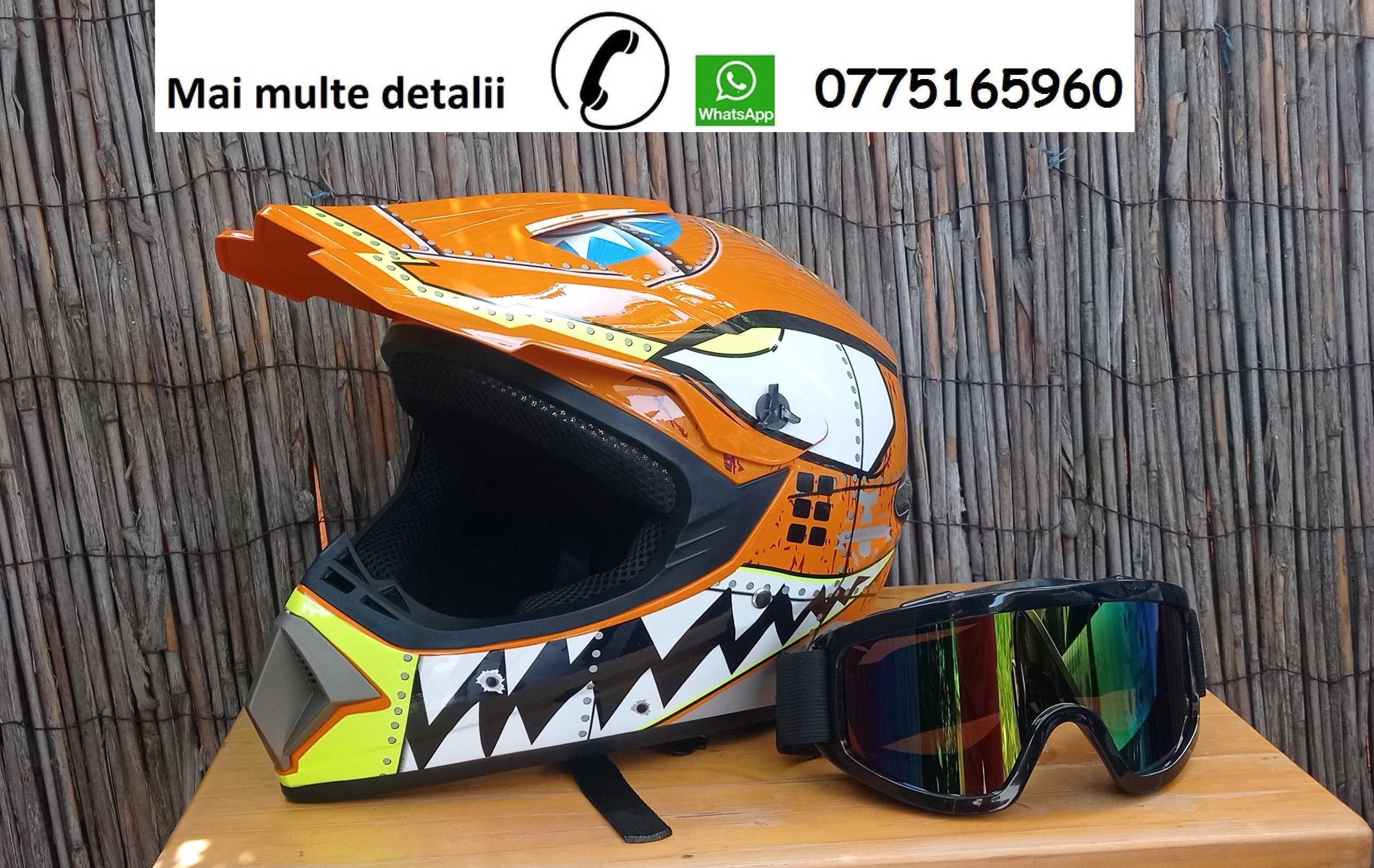 Casca moto enduro downhill atv bicicleta cross ochelari manusi