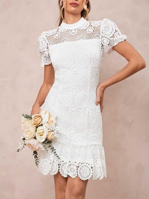 Бяла рокля, Дантелена рокля, Елегантна рокля, Рокля дантела