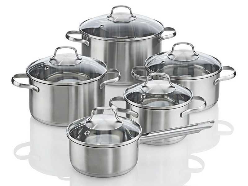 НОВИ! Комплект тенджери 5 части с капак неръждаема стомана