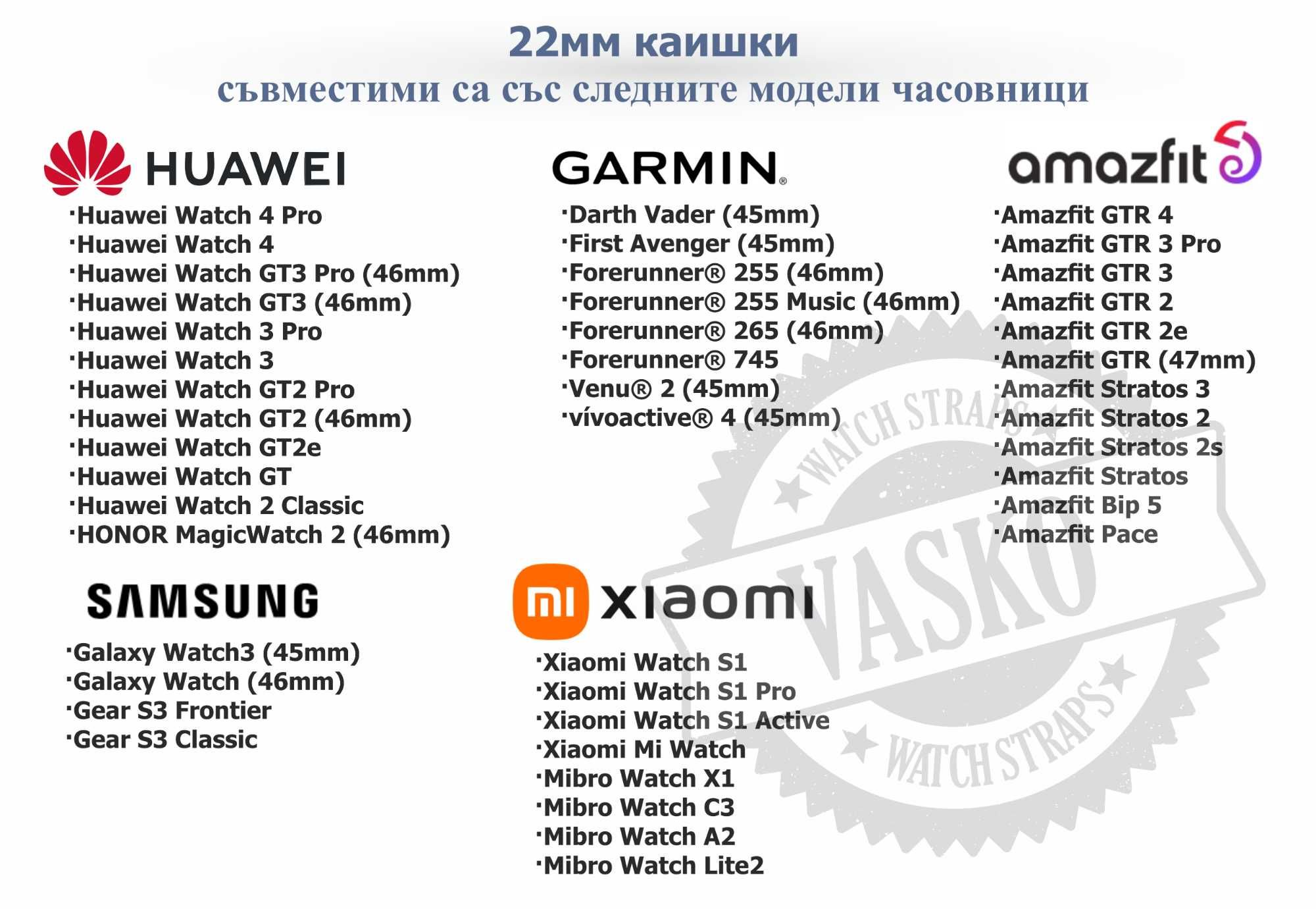 Силиконови каишки за часовник 20мм / 22мм