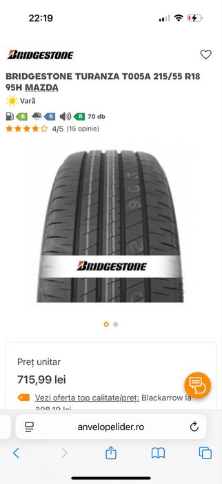 4 anvelope de vara Bridgestone Turanza T005A 215 55 R18 95H