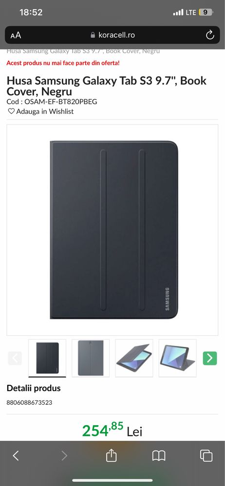 Husa "Book Cover" Originala Samsung Galaxy Tab S3