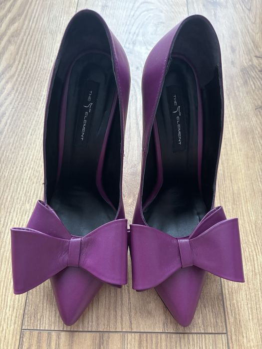 Pantofi 40 Stiletto din piele cu funda