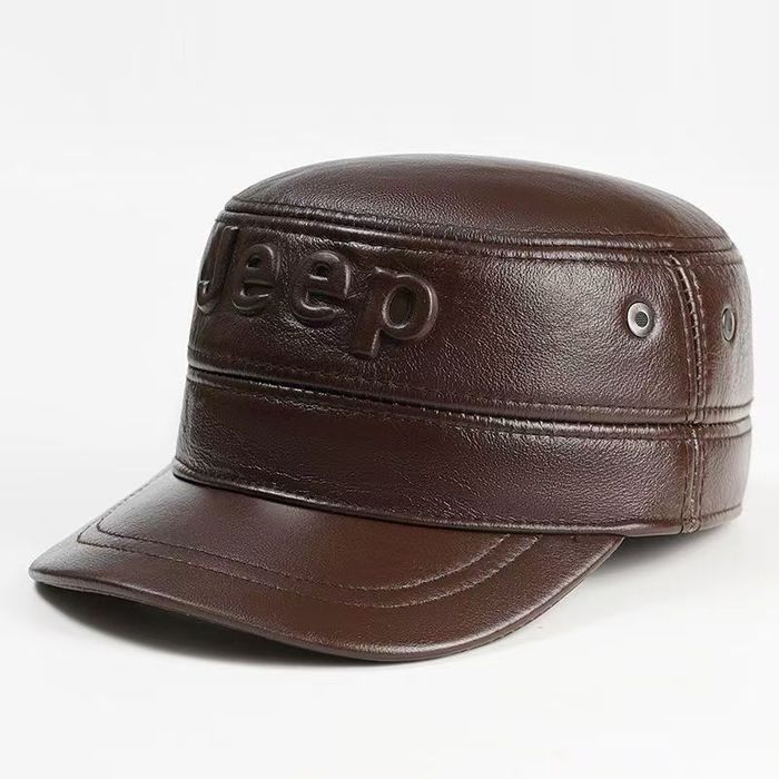 мужская кепка Jeep  из 100% натуральной кожи шапка мужской кажанная