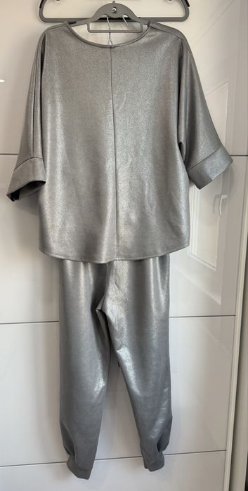 Италиански комплект, сребрист- блестящ