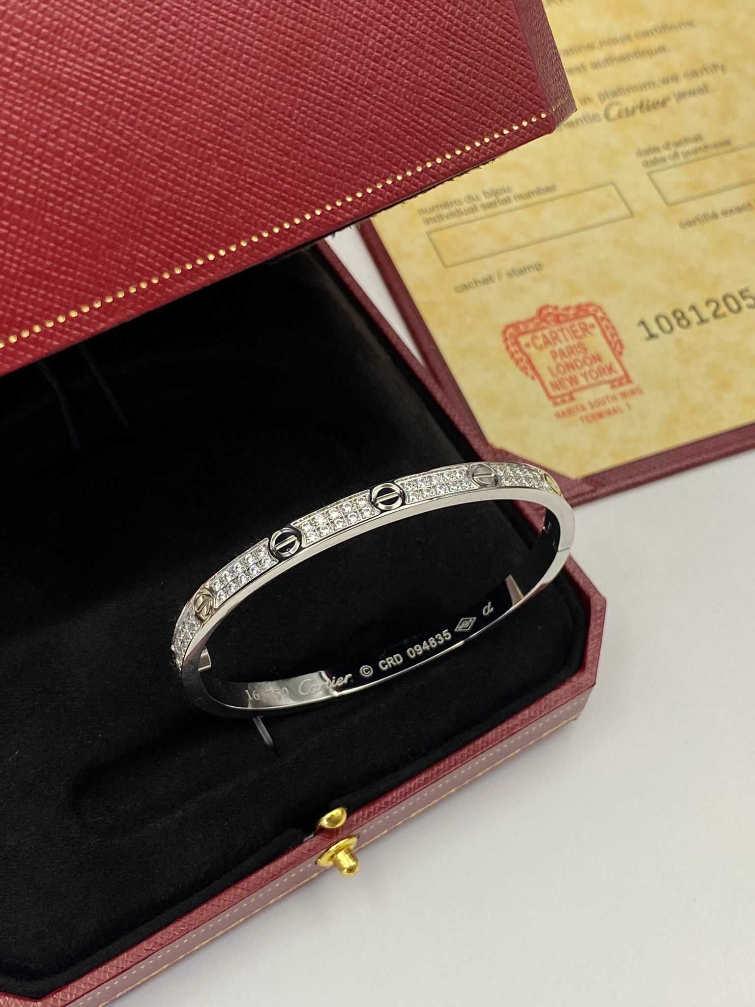 Brățară Cartier LOVE 16 White Gold 750 cu diamante