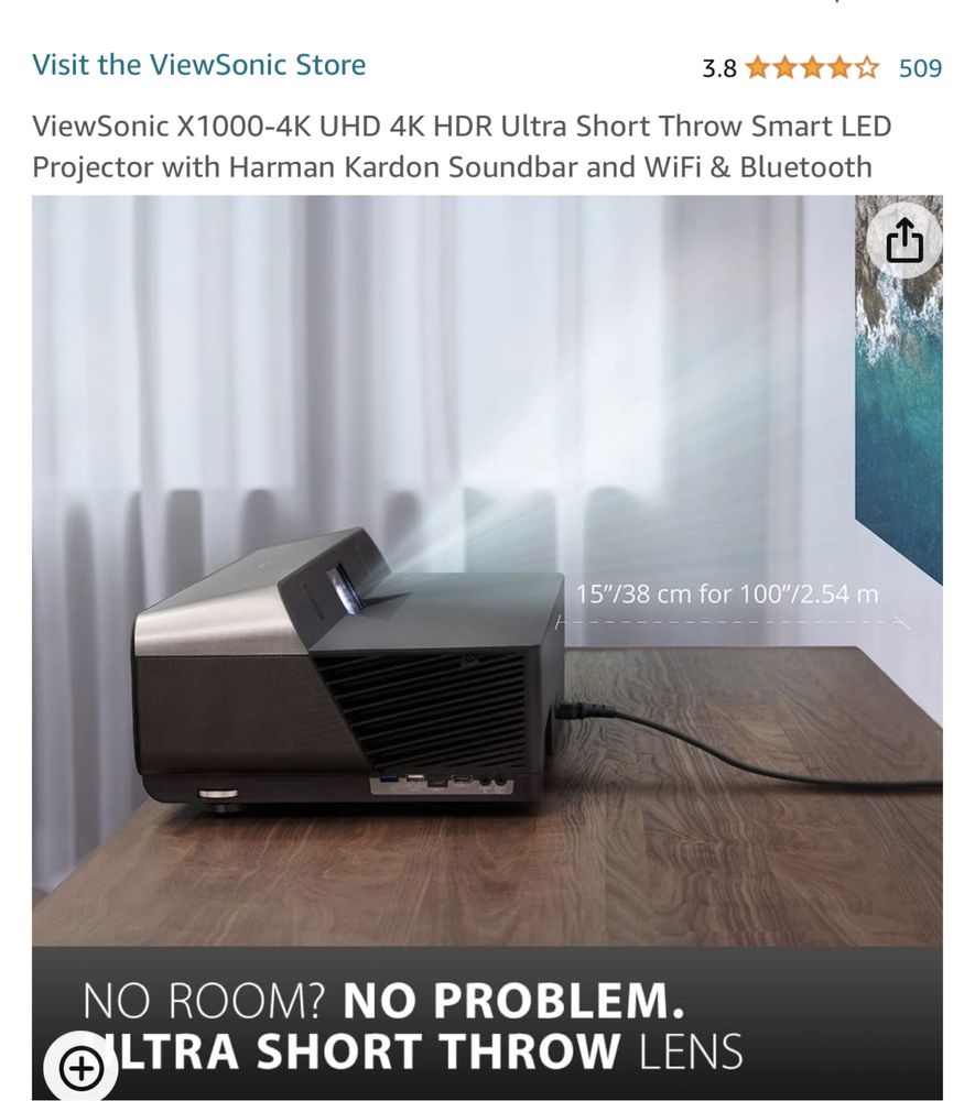 Videopriector, Proiector viewsonic x1000 4k Harman Kardon