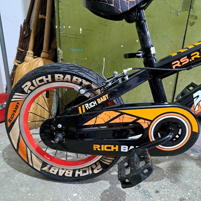 Bicicleta baieti RICH BABY R14WTB, roata 14", roti ajutatoare