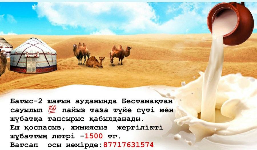 Шұбат,  түйе сүті сатылады