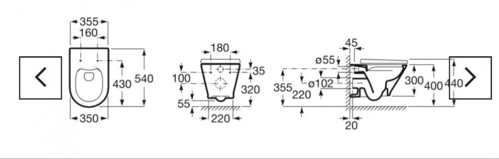 Vas WC Roca The Gap, suspendat, fara capac, alb, A3460N7000