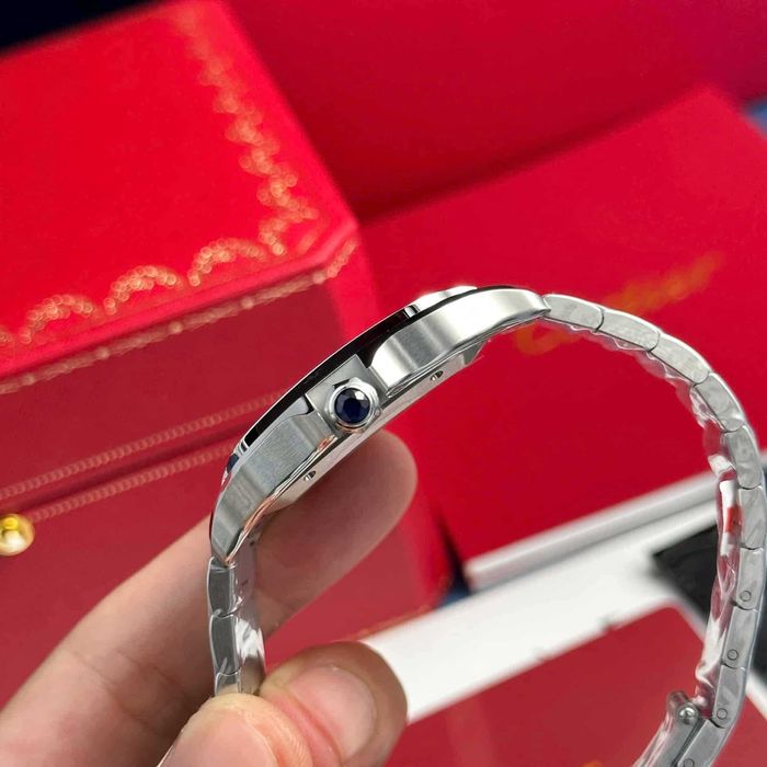 Cartier santos 100 сребрист/кафяв циферблат