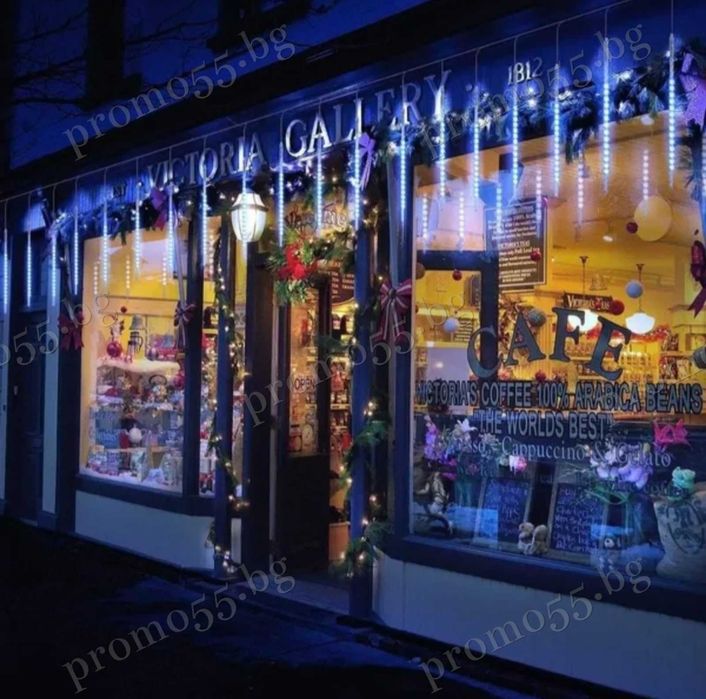 Коледни Лед Висулки Искрящ Падащ Сняг 8Брх48см.